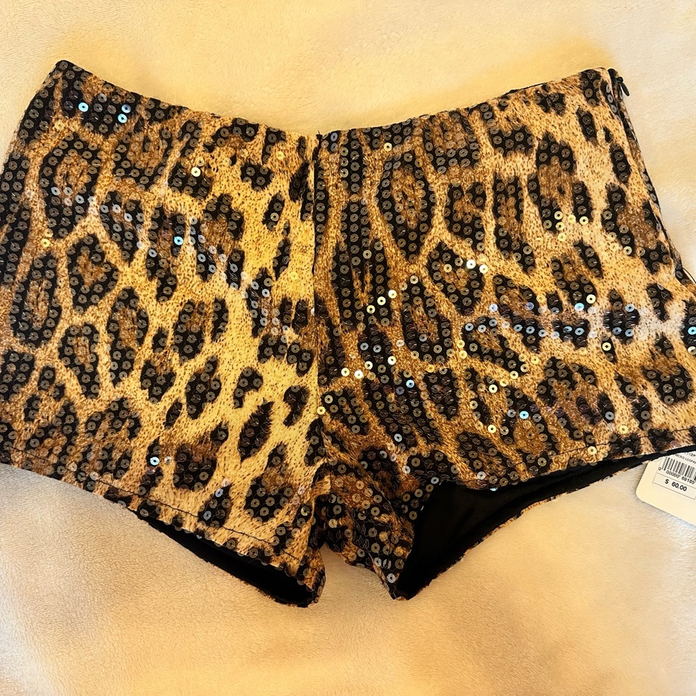 Leopard Print Sequin Shorts